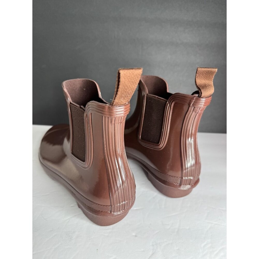 NWT Hunter Gloss Waterproof Chelsea Rain Boot Brown Bolt EU 42 US 10 UK 8 - Picture 5 of 6